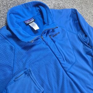 Patagonia R1 Pullover Mens Large Blue Polartec Grid Fleece 1/4 Zip 40108